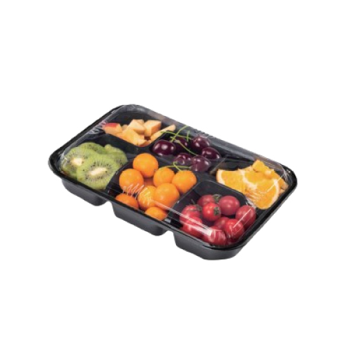 GLD-L06 Series: 6-Section High-Clarity Food Tray | Rigid Plastic Packaging for Multi-Dish Meals